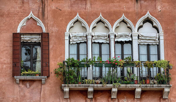 Venice Poster featuring the photograph Five Windows of Venice by David Letts