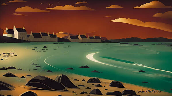 Coastal Poster featuring the digital art Hebridean Village by John Mckenzie