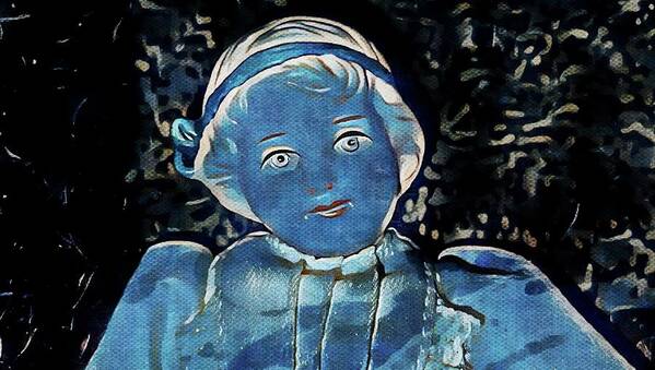 Antique Poster featuring the mixed media Lady in Blue by Ally White