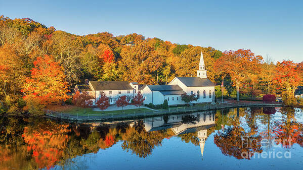 St Johns Poster featuring the photograph Lakeside Church in Autumn by Sean Mills