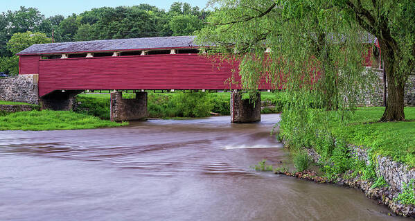Covered Poster featuring the photograph Lehigh Valley Covered Bridge Over Jordan Creek by Jason Fink