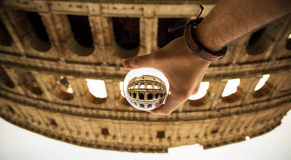 Colosseum Poster featuring the photograph Lensball photography of Colosseum in Rome, Italy by Fabiano Di Paolo
