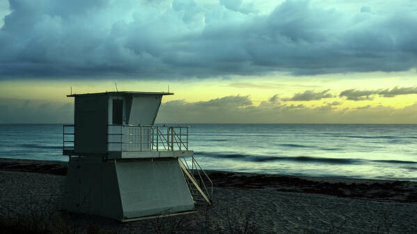 Lifeguard Tower Poster featuring the photograph Lifeguard Tower at Dawn by Laura Fasulo