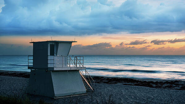 Beach Poster featuring the photograph Lifeguard Tower at Juno Beach by Laura Fasulo