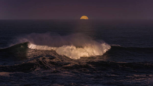 Oregon Shorescapes Poster featuring the photograph Moon Rise Coast by Bill Posner