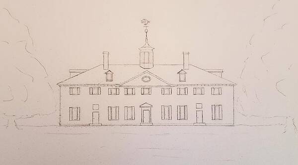 Sketch Poster featuring the drawing Mount Vernon by John Klobucher