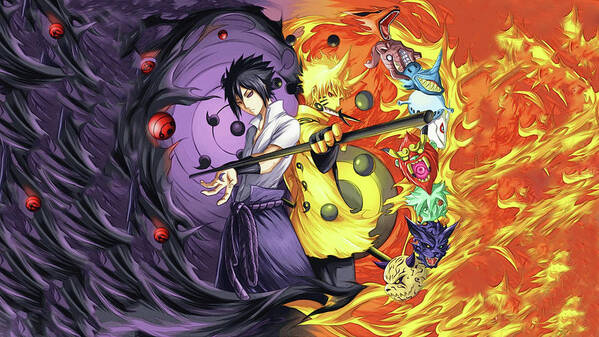 Naruto and Sasuke Poster by Du Tran - Pixels