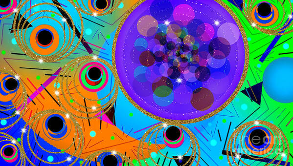 Abstract Art Poster featuring the digital art Peacock Feathers and Bubblegum by Diamante Lavendar
