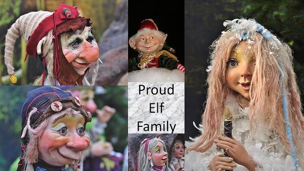 Elf Poster featuring the mixed media Proud Elf Family by Nancy Ayanna Wyatt