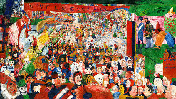 Wingsdomain Poster featuring the painting Remastered Art Christ's Entry Into Brussels In 1889 by James Ensor 20220205 by James Ensor