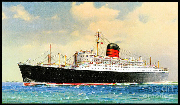 Carinthia Poster featuring the painting RMS Carinthia Postcard 1955 by Unknown