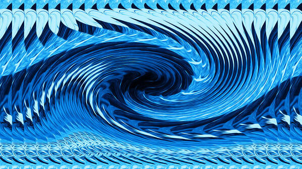 Abstract Art Poster featuring the digital art Fractal Rolling Wave Blue by Ronald Mills