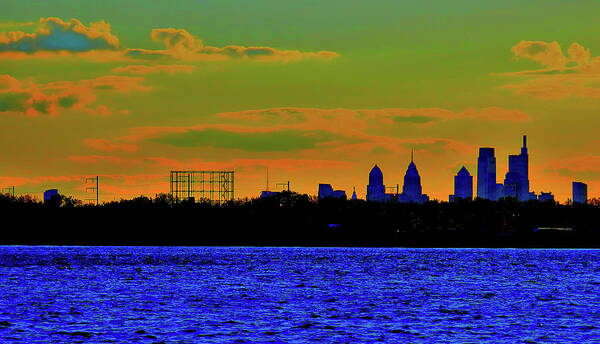 Skyline Poster featuring the photograph Saturated Version of the Philadelphia Skyline by Linda Stern