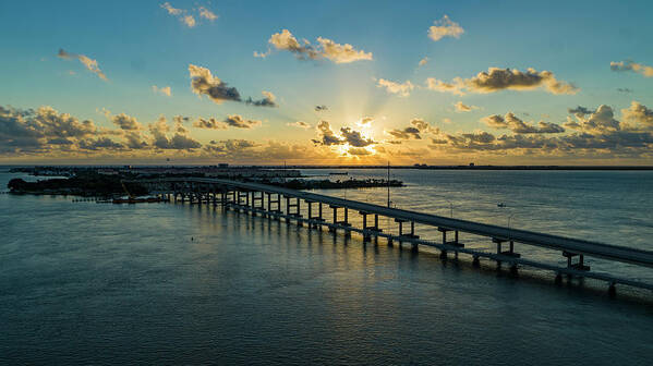 Fort Pierce Poster featuring the photograph South Bridge Sunrise by Todd Tucker