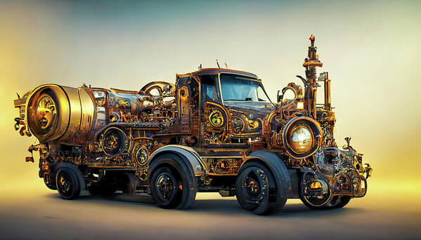 Truck Poster featuring the digital art Steampunk Truck 01 by Matthias Hauser