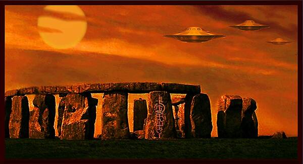 Stonehenge Poster featuring the digital art Stonehenge Sunset by Hartmut Jager