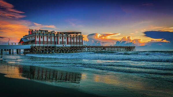 City Poster featuring the digital art Sunrise at Daytona Pier by Kevin McClish