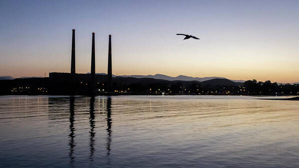 Smokestacks Poster featuring the photograph Sunrise Stacks by Gina Cinardo