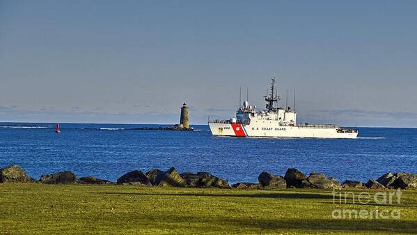 Uscgc Tahoma Poster featuring the photograph Tahoma Passes Whaleback Lighthouse by Steve Brown