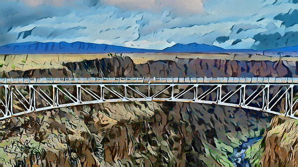 Bridge Poster featuring the digital art Taos Gorge Bridge by Aerial Santa Fe