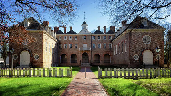 Wren Building Poster featuring the photograph The Wren Building Courtyard - Williamsburg, Virginia by Susan Rissi Tregoning