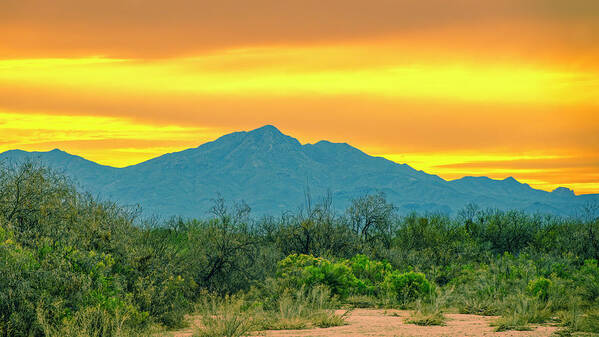 Mark Myhaver Photography Poster featuring the photograph Tucson Mountains Sunset 25044 by Mark Myhaver