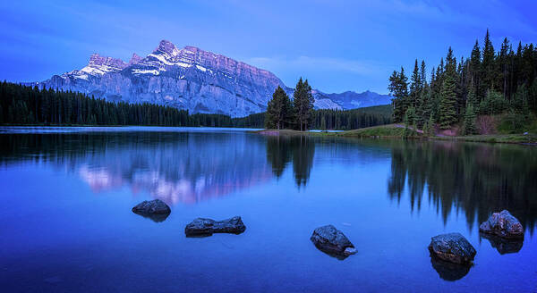 Two Jack Lake Poster featuring the photograph Twilight at Two Jack Lake by Jaki Miller