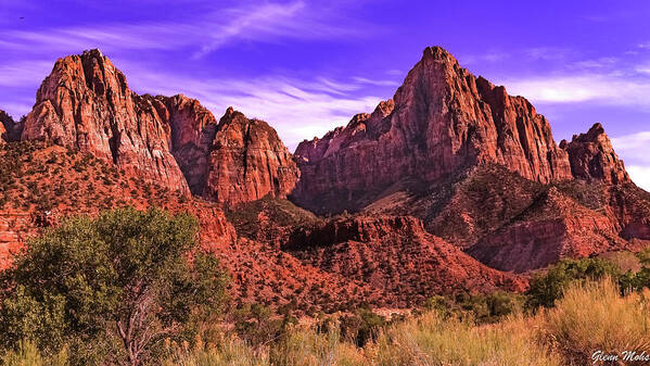Twin Mountains. Zion National Park Poster featuring the photograph Twin Mountains by GLENN Mohs