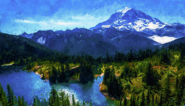 Nature Poster featuring the painting Washington, Mt Rainier National Park - 08 by AM FineArtPrints