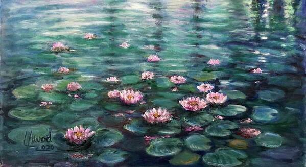 Water Lilies Poster featuring the painting Water Lilies #2 by Laila Awad Jamaleldin