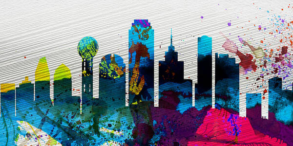Dallas Poster featuring the painting Dallas City Skyline by Naxart Studio