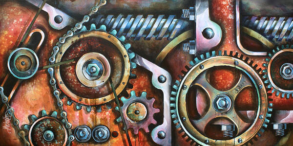 Mechanical Poster featuring the painting ' Harmony 8' by Michael Lang