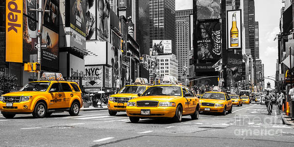 Nyc Poster featuring the photograph NYC Yellow Cabs - ck by Hannes Cmarits