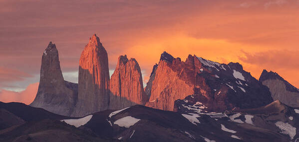 Feb0514 Poster featuring the photograph Sunrise Torres Del Paine Np Chile by Matthias Breiter