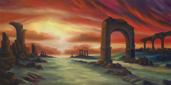 Sunset Poster featuring the painting Another Fallen Empire by James Hill