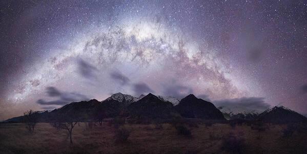 Scenics Poster featuring the photograph Aoraki Mount Cook Milkyway by Kathryn Diehm
