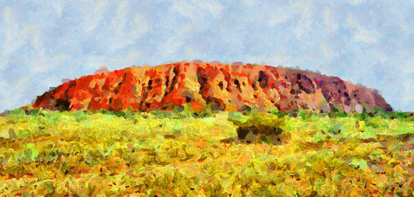Rossidis Poster featuring the painting Ayers rock by George Rossidis