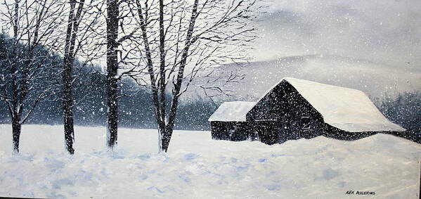 Snow Poster featuring the painting Barn Storm by Ken Ahlering