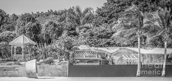 America Poster featuring the photograph Beach Art and Key West Garden Club - Key West - Black and White by Ian Monk
