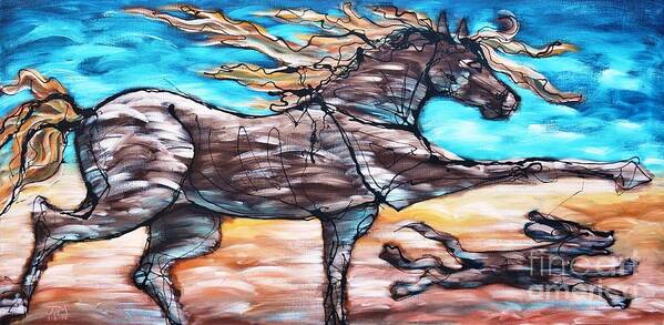 Horse Poster featuring the painting BHound to Get There by Jonelle T McCoy