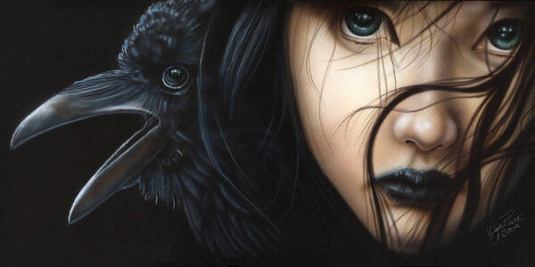 North Dakota Artist Poster featuring the painting Birds of Prey- Raven by Wayne Pruse