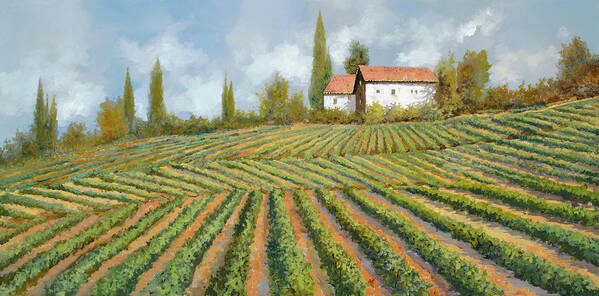 Vineyard Poster featuring the painting Case Bianche Nella Vigna by Guido Borelli