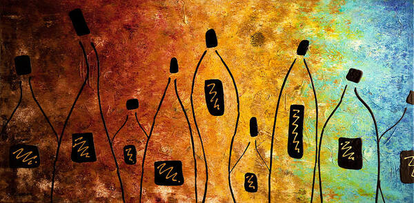 Wine Abstract Art Poster featuring the painting Cocktail Bar by Carmen Guedez