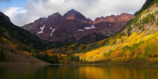 Maroon Poster featuring the photograph Colorado 14ers the Maroon Bells by Aaron Spong