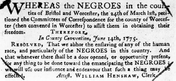 1775 Poster featuring the photograph Emancipation Notice, 1775 by Granger