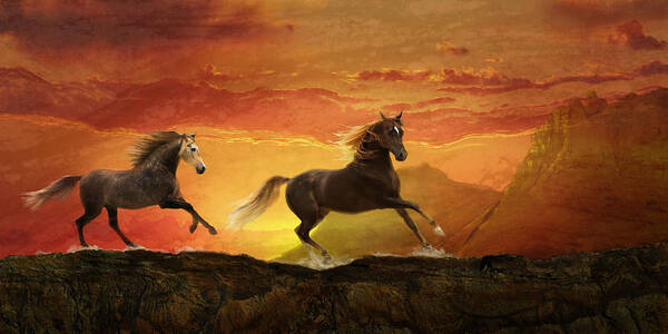 Equine Sunset Poster featuring the photograph Fire Sky by Melinda Hughes-Berland