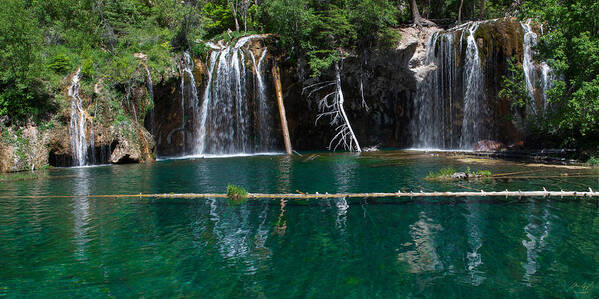 Hanging Poster featuring the photograph Hanging Lake Panorama by Aaron Spong