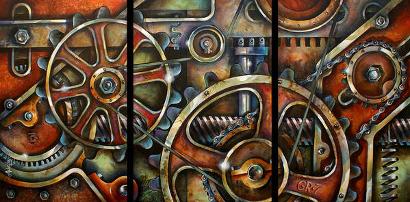 Mechanical Poster featuring the painting Harmony 7 by Michael Lang