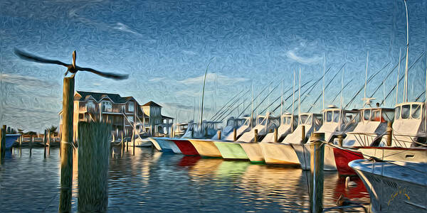 Hatteras Poster featuring the photograph Hatteras Harbor Marina by T Cairns