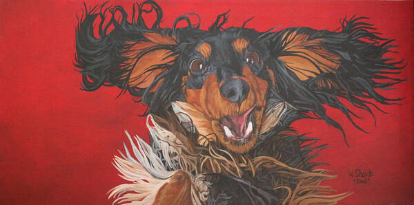 Dachshund Poster featuring the painting I am sooooooo HaPpY to see you by Wendy Shoults